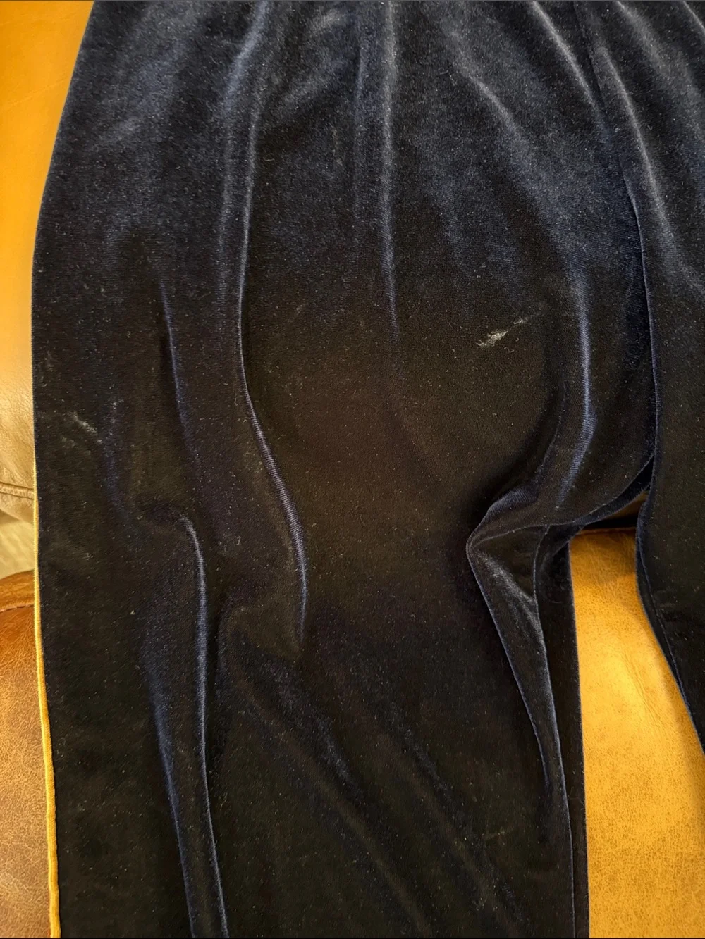 Women’s Aviator Nation Velvet 5 Stripe Jogger Sweatpants Sz Small Navy Blue